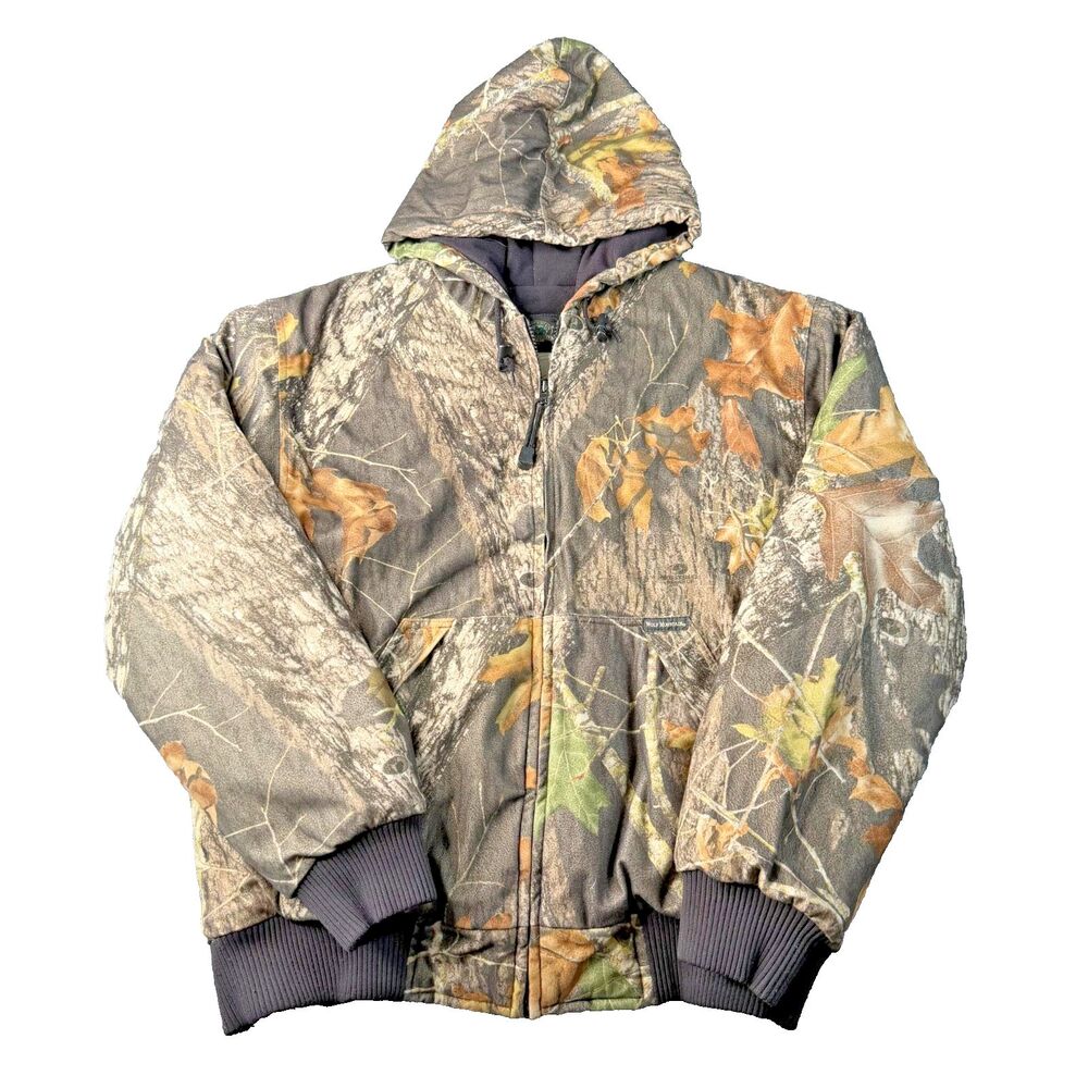 Vtg Wolf Mountain Mossy Oak Camo Jacket Mens Medium Breakup Full Zip Hunting Y2K